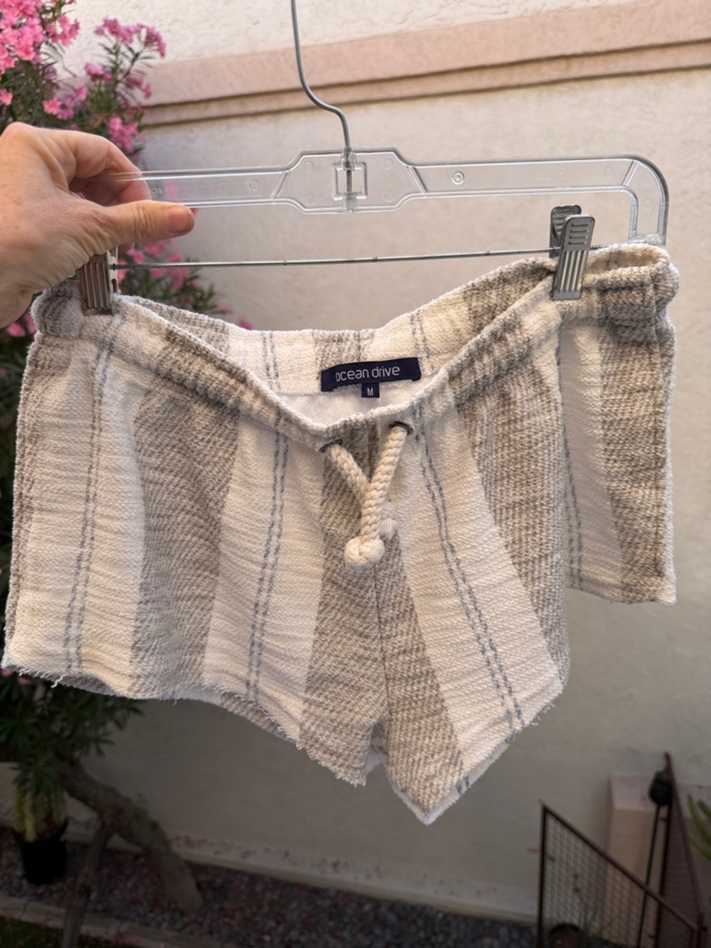 Ocean Drive Cream & Beige Striped Drawstring Athletic Shorts